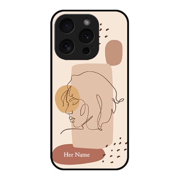 Apple iPhone 15 Pro Custom Glass Phone Case - Calm Woman Line Art Design