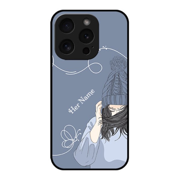 Apple iPhone 15 Pro Custom Glass Phone Case - Girl In Winter Outfit Design Apple iPhone 15 Pro Custom Glass Phone Case - Girl In Winter Outfit Design