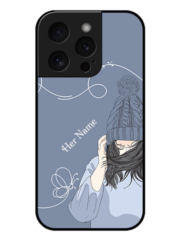 Custom Apple iPhone 15 Pro Custom Glass Phone Case - Girl In Winter Outfit Design
