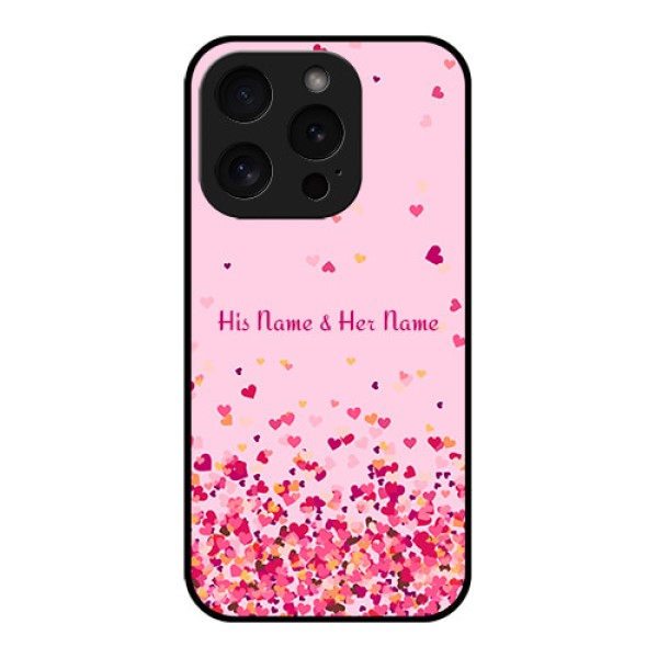 Apple iPhone 15 Pro Custom Glass Phone Case - Floating Hearts Design Apple iPhone 15 Pro Custom Glass Phone Case - Floating Hearts Design
