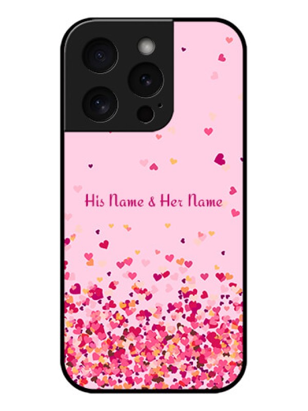 Custom Apple iPhone 15 Pro Custom Glass Phone Case - Floating Hearts Design