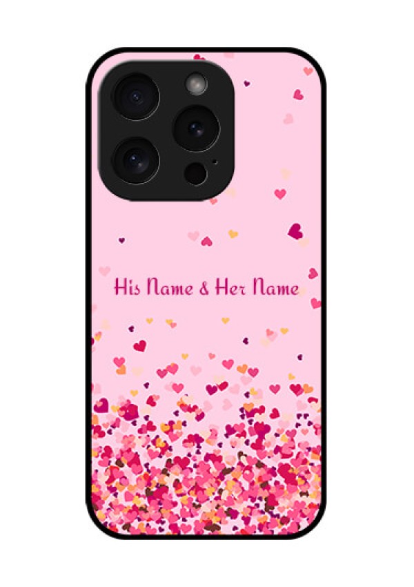 Apple iPhone 15 Pro Custom Glass Phone Case - Floating Hearts Design