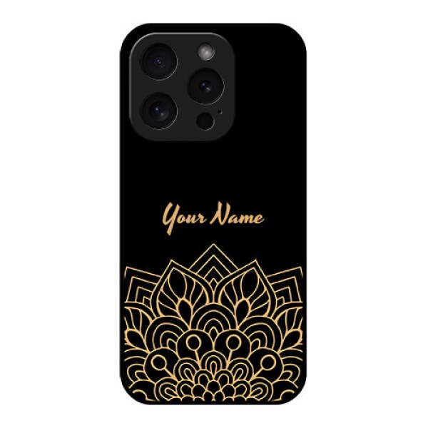 Apple iPhone 15 Pro Custom Glass Phone Case - Golden Mandala Design