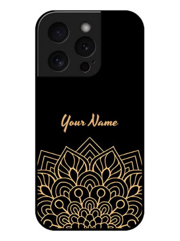 Custom Apple iPhone 15 Pro Custom Glass Phone Case - Golden Mandala Design