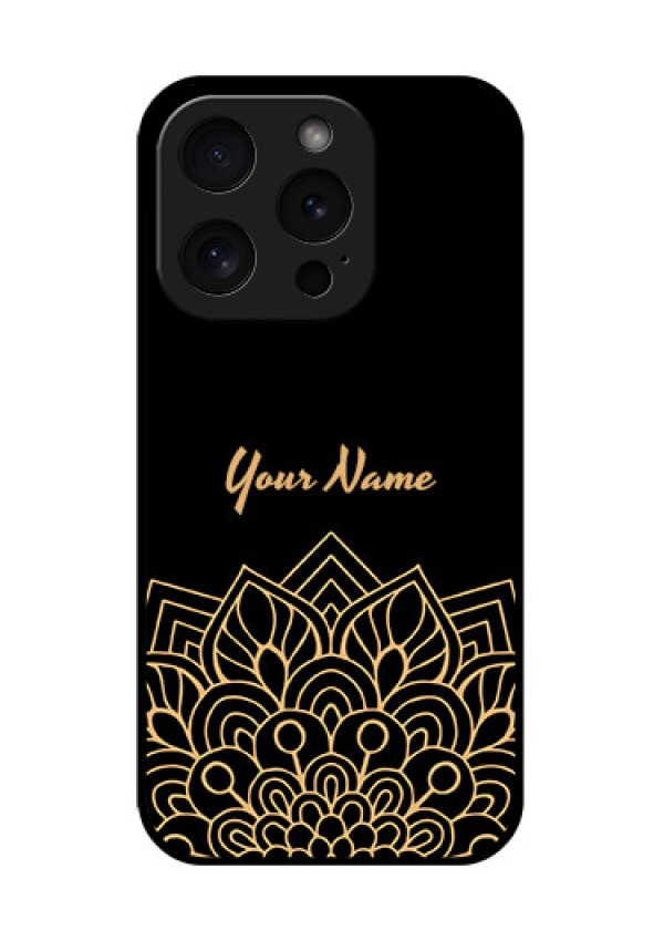 Apple iPhone 15 Pro Custom Glass Phone Case - Golden Mandala Design