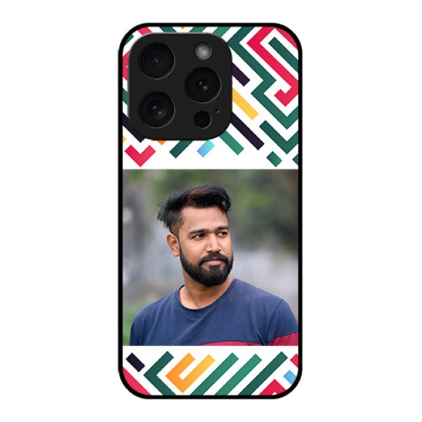 Apple iPhone 15 Pro Custom Glass Phone Case - Colorful Maze Pattern Design Apple iPhone 15 Pro Custom Glass Phone Case - Colorful Maze Pattern Design