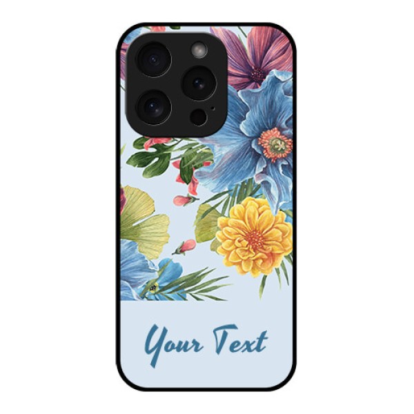 Apple iPhone 15 Pro Custom Glass Phone Case - Stunning Watercolored Flowers Painting Design