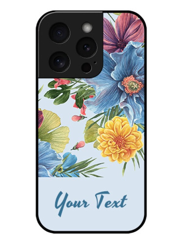 Custom Apple iPhone 15 Pro Custom Glass Phone Case - Stunning Watercolored Flowers Painting Design