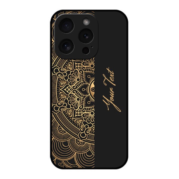 Apple iPhone 15 Pro Custom Glass Phone Case - Mandala Art With Custom Text Design Apple iPhone 15 Pro Custom Glass Phone Case - Mandala Art With Custom Text Design