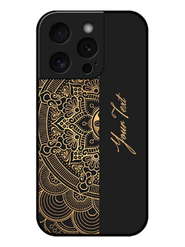 Custom Apple iPhone 15 Pro Custom Glass Phone Case - Mandala Art With Custom Text Design