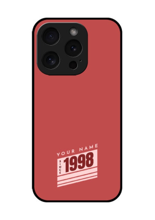 Apple iPhone 15 Pro Custom Glass Phone Case - Red Custom Year Of Birth Design