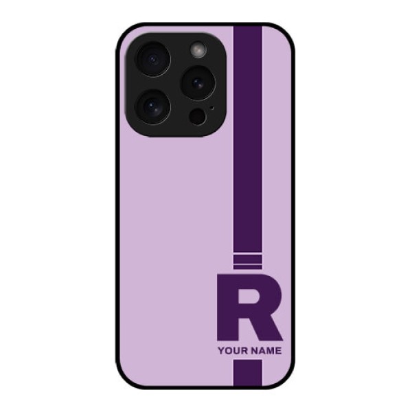 Apple iPhone 15 Pro Custom Glass Phone Case - Simple Dual Tone Stripe With Name Design Apple iPhone 15 Pro Custom Glass Phone Case - Simple Dual Tone Stripe With Name Design