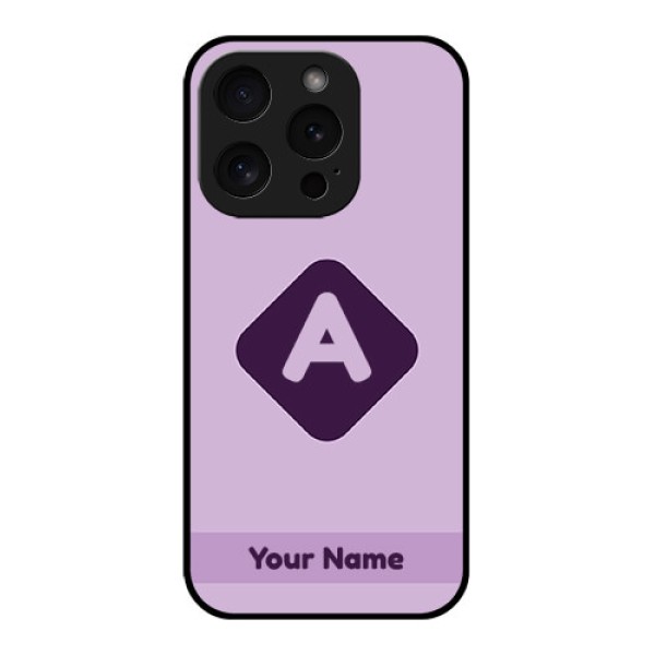 Apple iPhone 15 Pro Custom Glass Phone Case - Custom Letter In Curved Badge Design Apple iPhone 15 Pro Custom Glass Phone Case - Custom Letter In Curved Badge Design