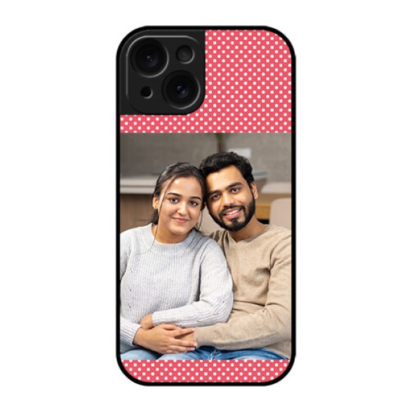 Apple iPhone 15 Custom Glass Phone Case - White Dotted Design Apple iPhone 15 Custom Glass Phone Case - White Dotted Design