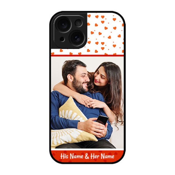 Apple iPhone 15 Custom Glass Phone Case - Orange Love Symbol Design