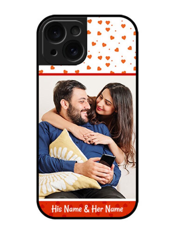 Custom Apple iPhone 15 Custom Glass Phone Case - Orange Love Symbol Design
