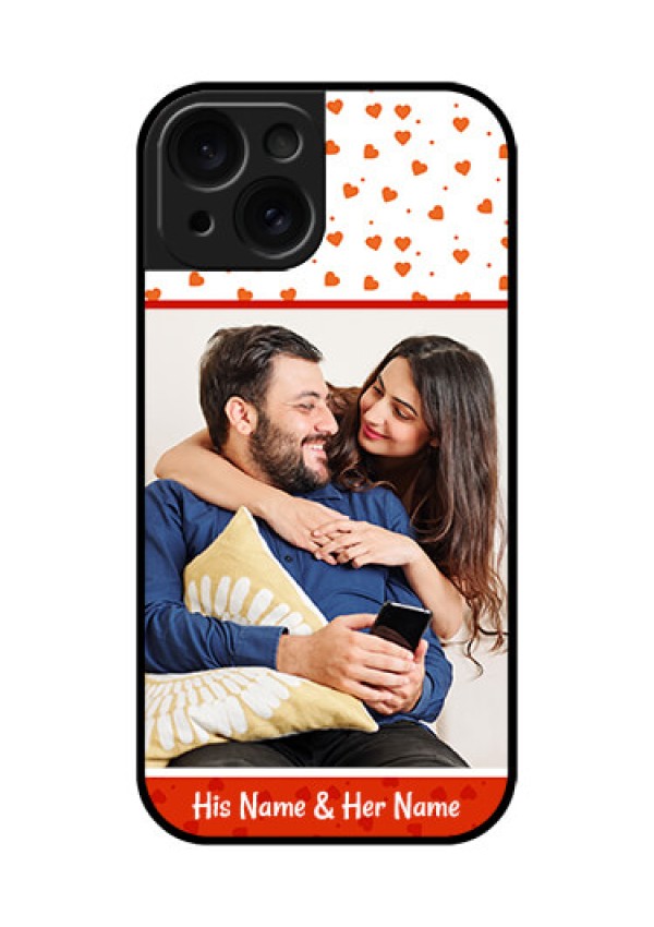 Apple iPhone 15 Custom Glass Phone Case - Orange Love Symbol Design