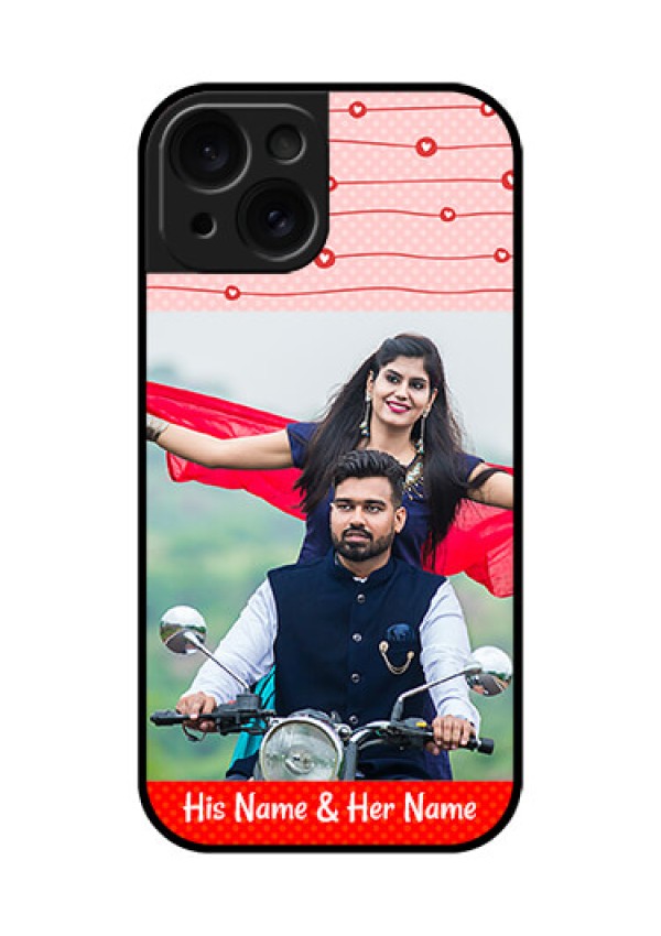 Apple iPhone 15 Custom Glass Phone Case - Red Pattern Case Design