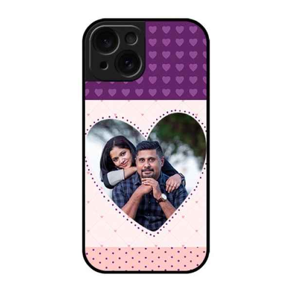 Apple iPhone 15 Custom Glass Phone Case - Violet Love Dots Design