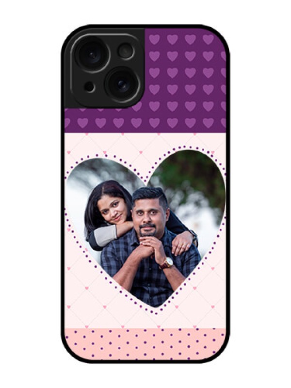 Custom Apple iPhone 15 Custom Glass Phone Case - Violet Love Dots Design
