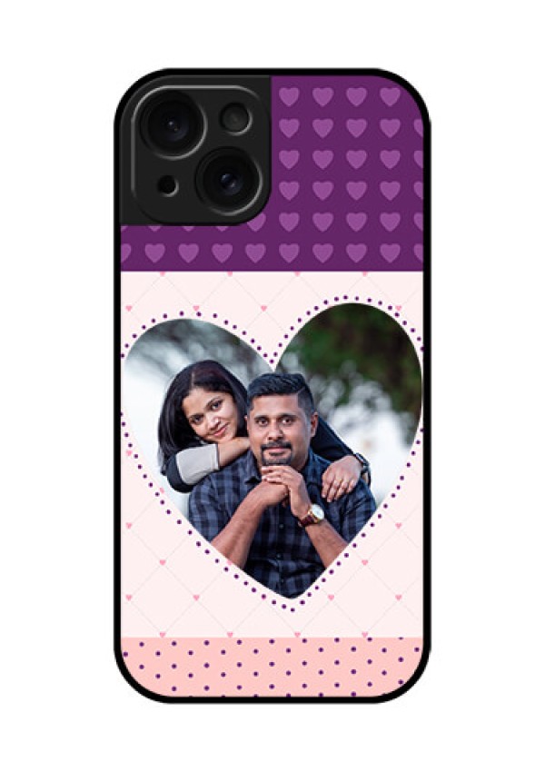 Apple iPhone 15 Custom Glass Phone Case - Violet Love Dots Design
