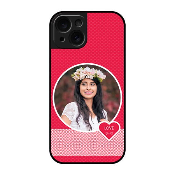 Apple iPhone 15 Custom Glass Phone Case - Pink Color Pattern Design Apple iPhone 15 Custom Glass Phone Case - Pink Color Pattern Design