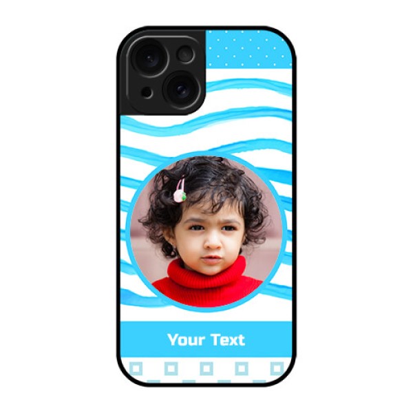 Apple iPhone 15 Custom Glass Phone Case - Simple Blue Case Design