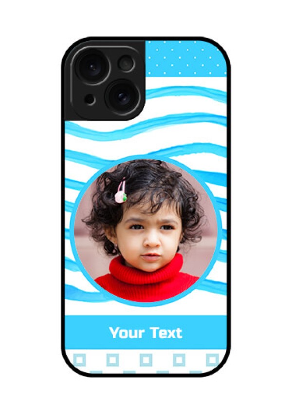 Apple iPhone 15 Custom Glass Phone Case - Simple Blue Case Design
