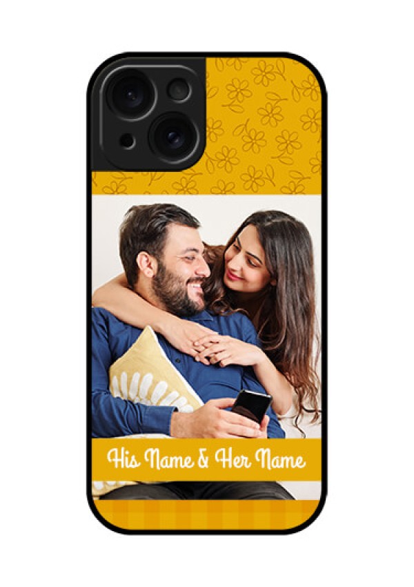Apple iPhone 15 Custom Glass Phone Case - Yellow Floral Design