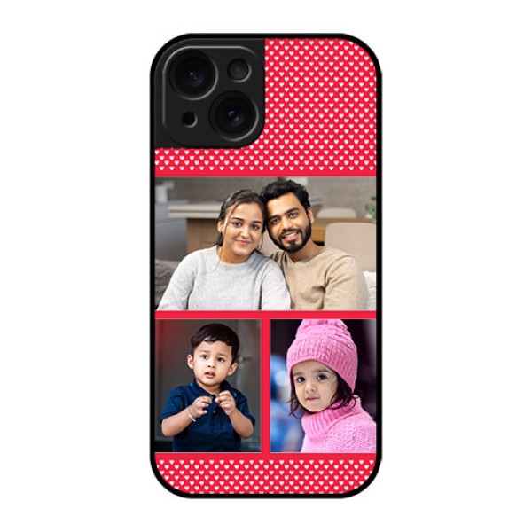 Apple iPhone 15 Custom Glass Phone Case - Bulk Photo Upload Design Apple iPhone 15 Custom Glass Phone Case - Bulk Photo Upload Design