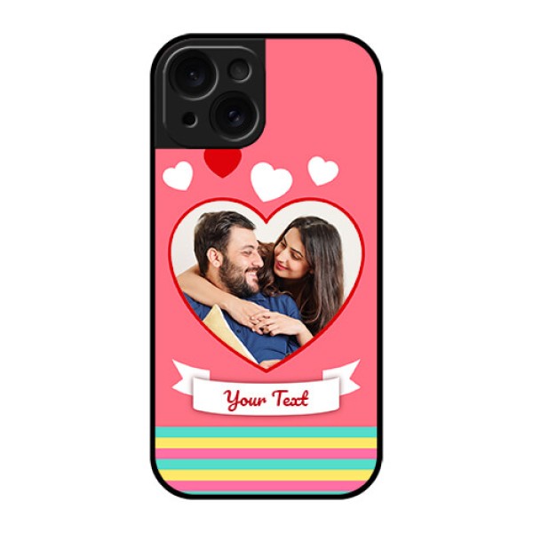 Apple iPhone 15 Custom Glass Phone Case - Love Shapes Doodle Design Apple iPhone 15 Custom Glass Phone Case - Love Shapes Doodle Design