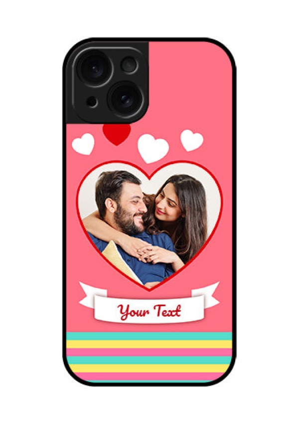 Apple iPhone 15 Custom Glass Phone Case - Love Shapes Doodle Design
