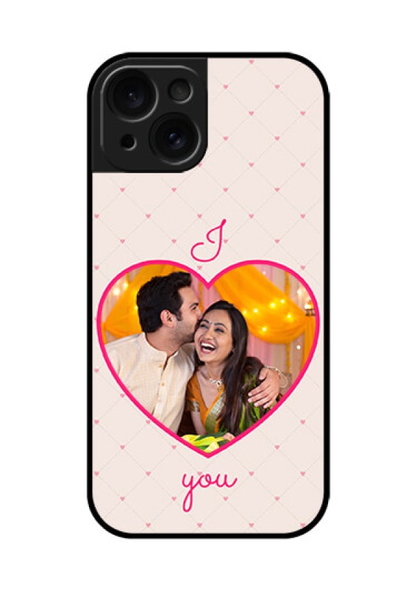 Apple iPhone 15 Custom Glass Phone Case - Heart Shape Design