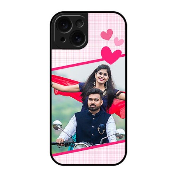 Apple iPhone 15 Custom Glass Phone Case - Love Shape Heart Design