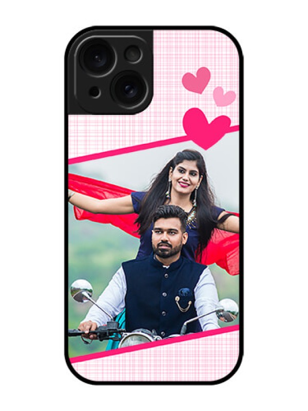 Custom Apple iPhone 15 Custom Glass Phone Case - Love Shape Heart Design