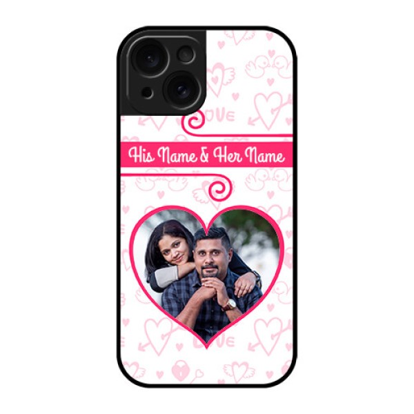 Apple iPhone 15 Custom Glass Phone Case - Heart Shape Love Design