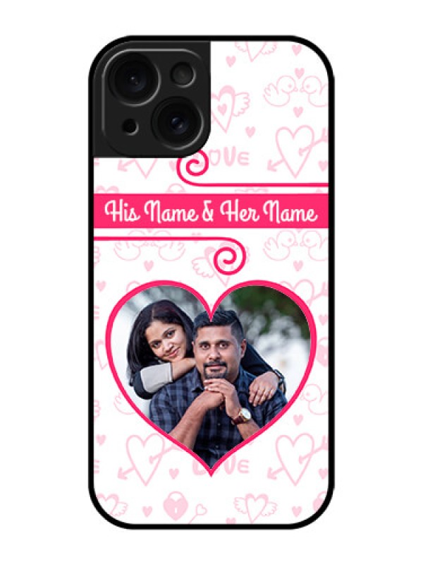 Custom Apple iPhone 15 Custom Glass Phone Case - Heart Shape Love Design