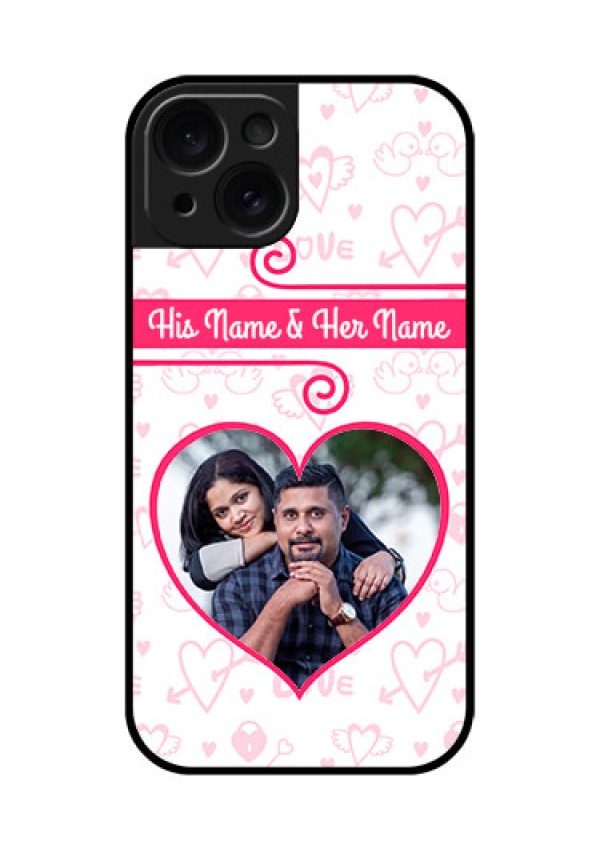 Apple iPhone 15 Custom Glass Phone Case - Heart Shape Love Design