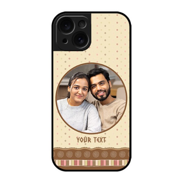Apple iPhone 15 Custom Glass Phone Case - Brown Dotted Mobile Case Design Apple iPhone 15 Custom Glass Phone Case - Brown Dotted Mobile Case Design