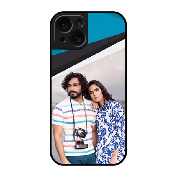 Apple iPhone 15 Custom Glass Phone Case - Simple Pattern Photo Upload Design Apple iPhone 15 Custom Glass Phone Case - Simple Pattern Photo Upload Design
