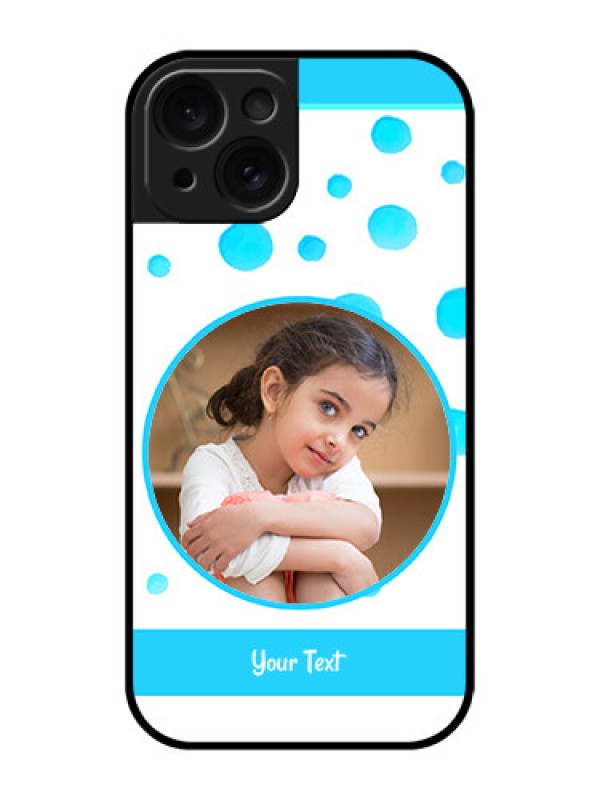 Custom Apple iPhone 15 Custom Glass Phone Case - Blue Bubbles Pattern Design