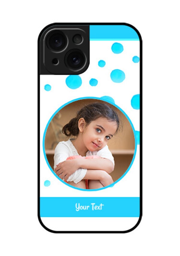 Apple iPhone 15 Custom Glass Phone Case - Blue Bubbles Pattern Design