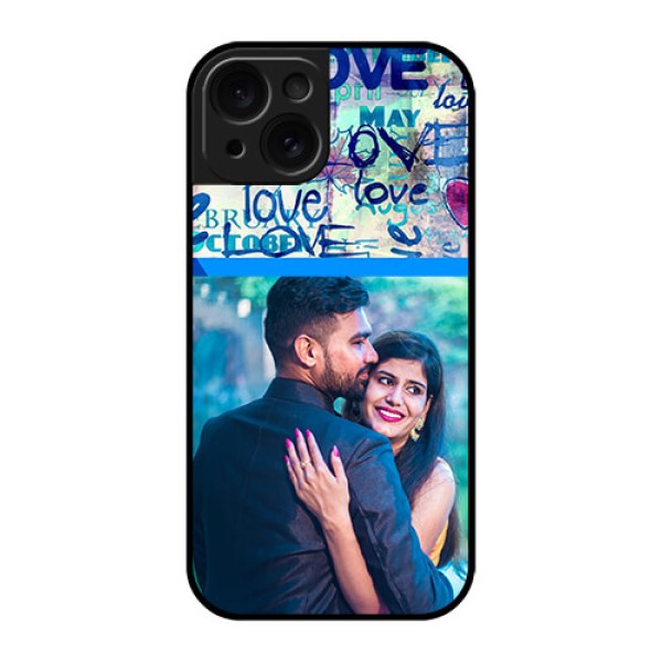 Apple iPhone 15 Custom Glass Phone Case - Colorful Love Design Apple iPhone 15 Custom Glass Phone Case - Colorful Love Design