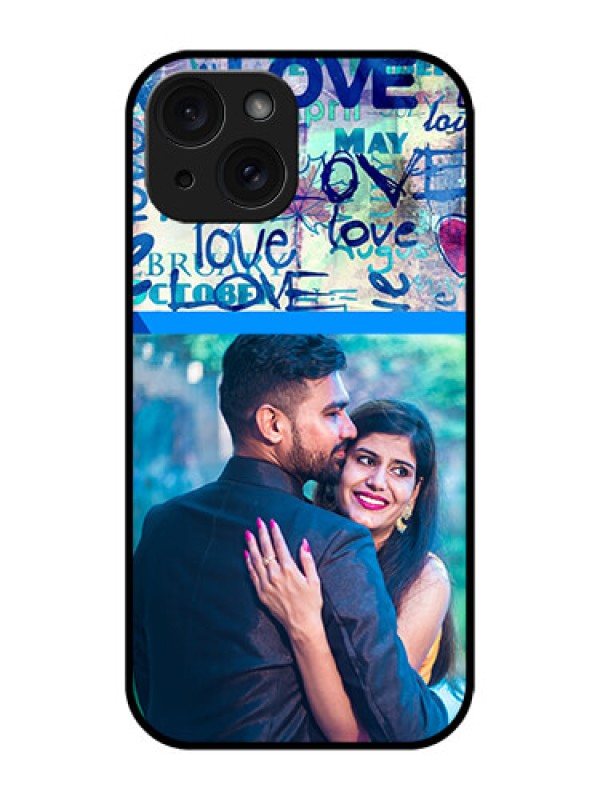 Custom Apple iPhone 15 Custom Glass Phone Case - Colorful Love Design