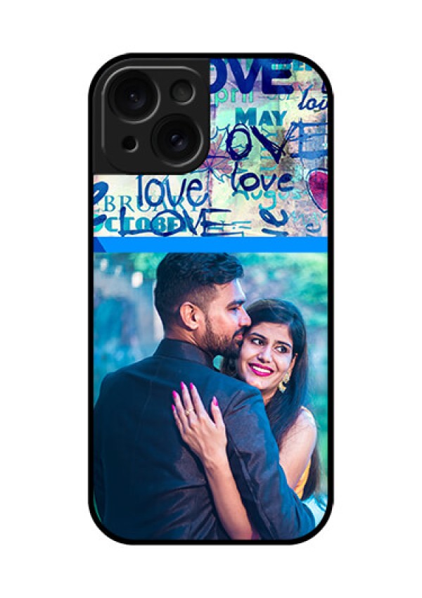Apple iPhone 15 Custom Glass Phone Case - Colorful Love Design
