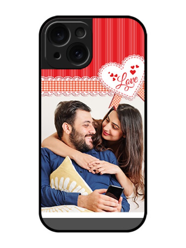Custom Apple iPhone 15 Custom Glass Phone Case - Red Love Pattern Design