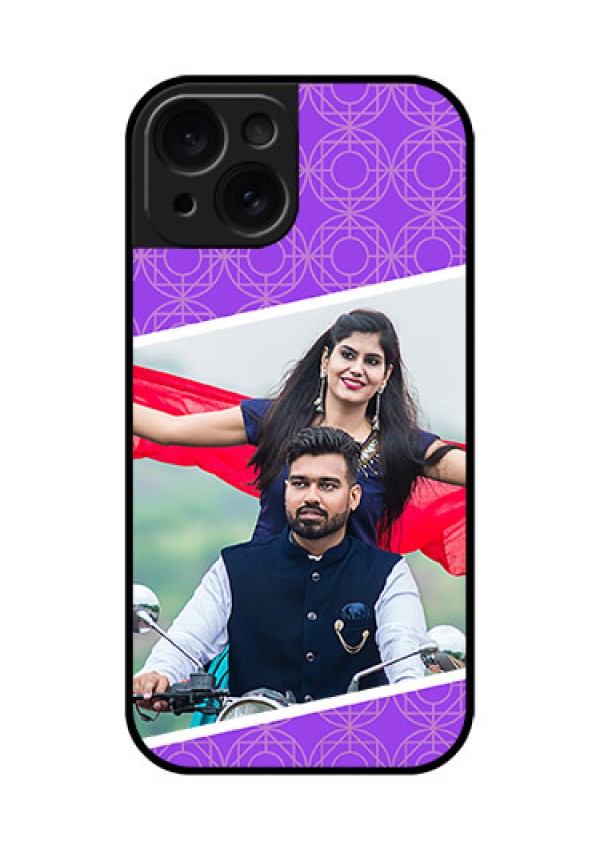 Apple iPhone 15 Custom Glass Phone Case - Violet Color Pattern Design