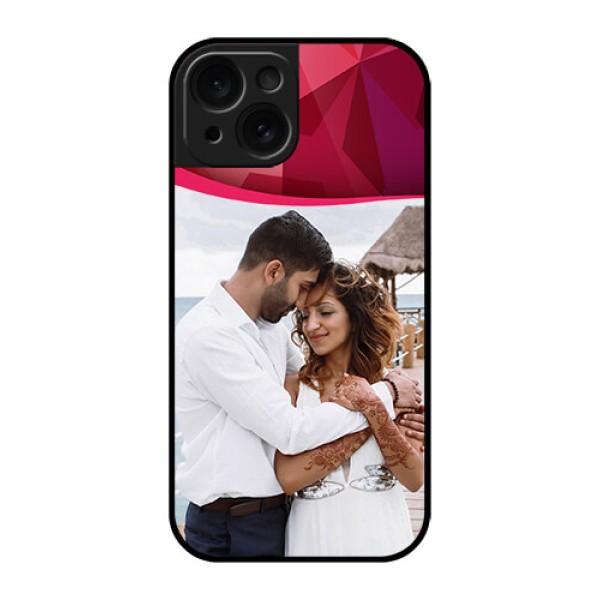 Apple iPhone 15 Custom Glass Phone Case - Red Abstract Design Apple iPhone 15 Custom Glass Phone Case - Red Abstract Design