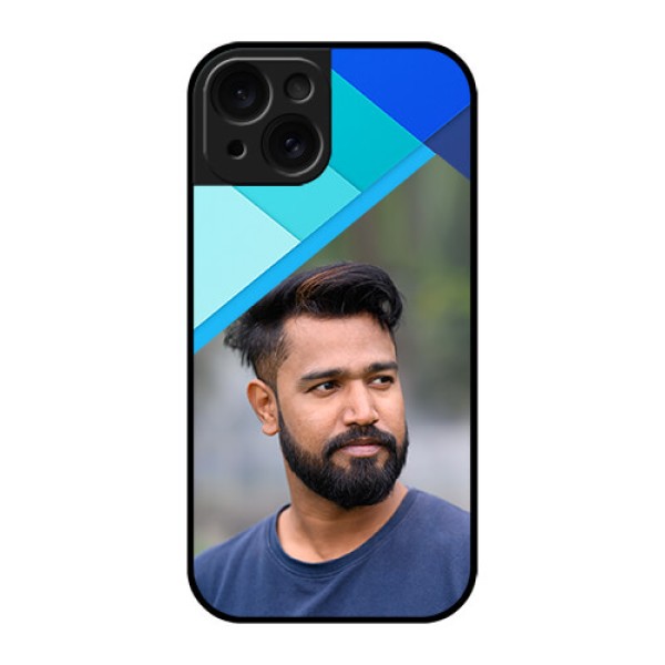Apple iPhone 15 Custom Glass Phone Case - Blue Pattern Design