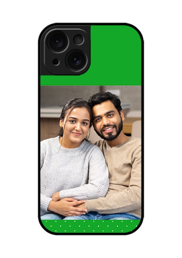 Apple iPhone 15 Custom Glass Phone Case - Green Pattern Design